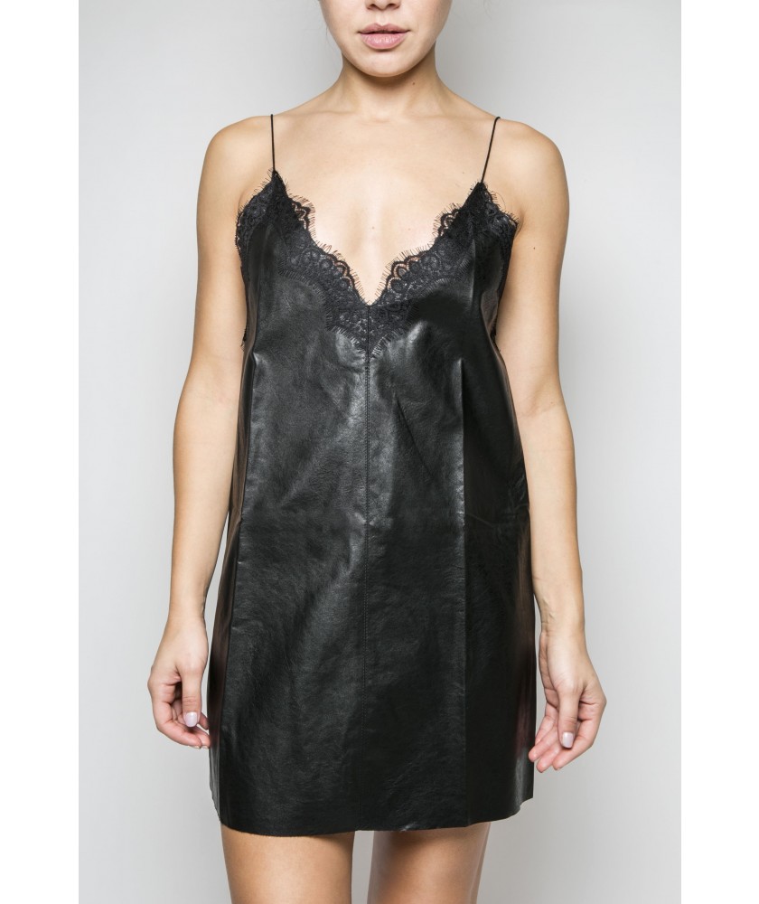 Black leather lingerie dress