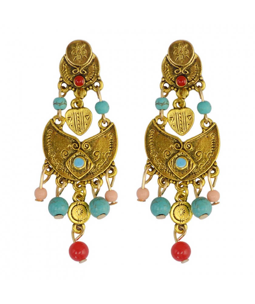 Ethnic gold earrings